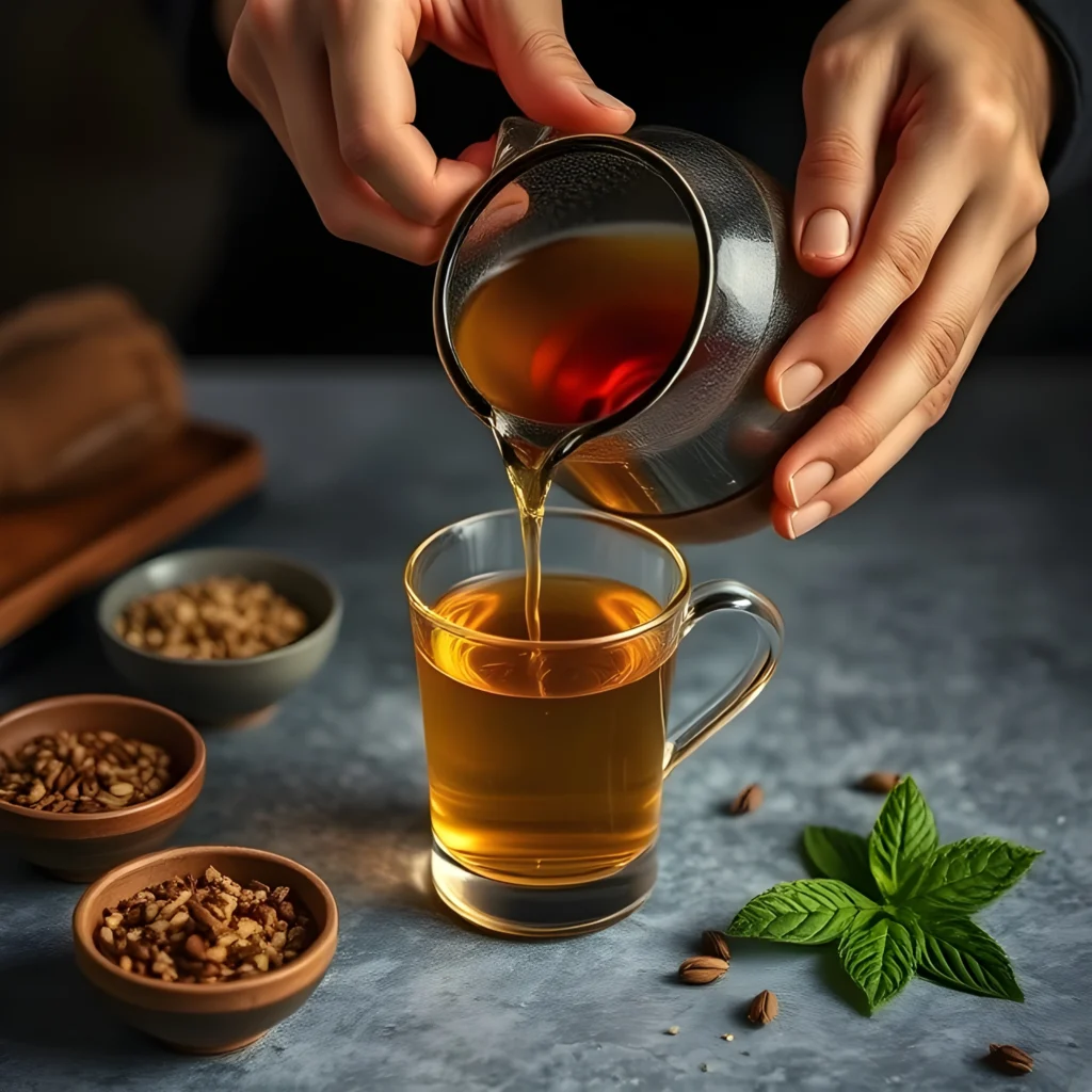 Preparing Ayurvedic CCF detox tea with cumin, coriander, and fennel seeds, a natural digestive aid